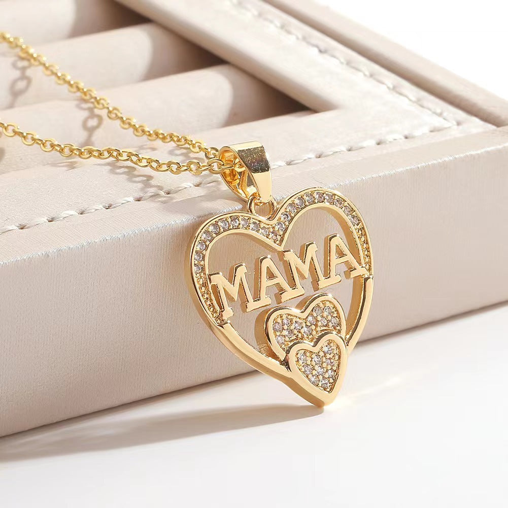 Temperamental simple women's love necklace MOM pendant Mother's Day gift